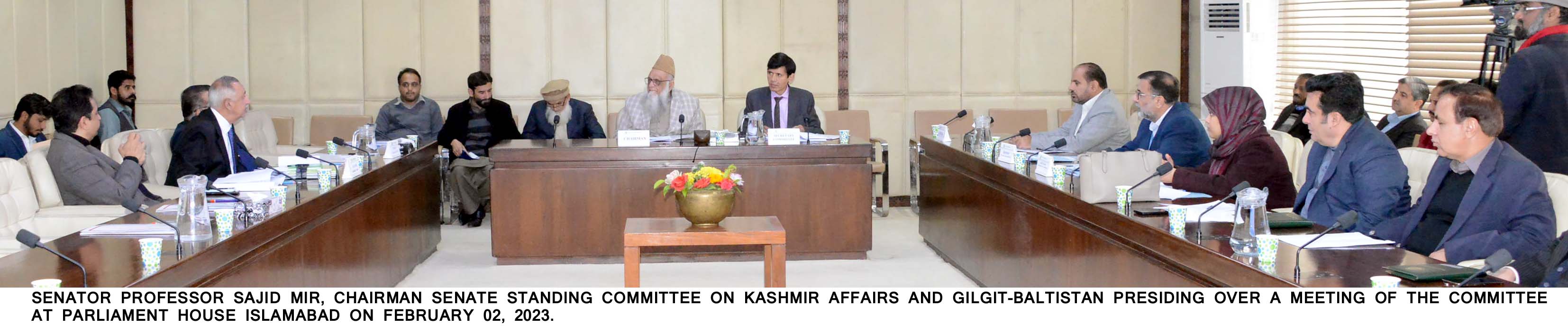 Meeting of the Senate Standing Committee on Kashmir Affairs and Gilgit Baltistan held at Parliament House with Senator Prof. Sajid Mir in Chair.