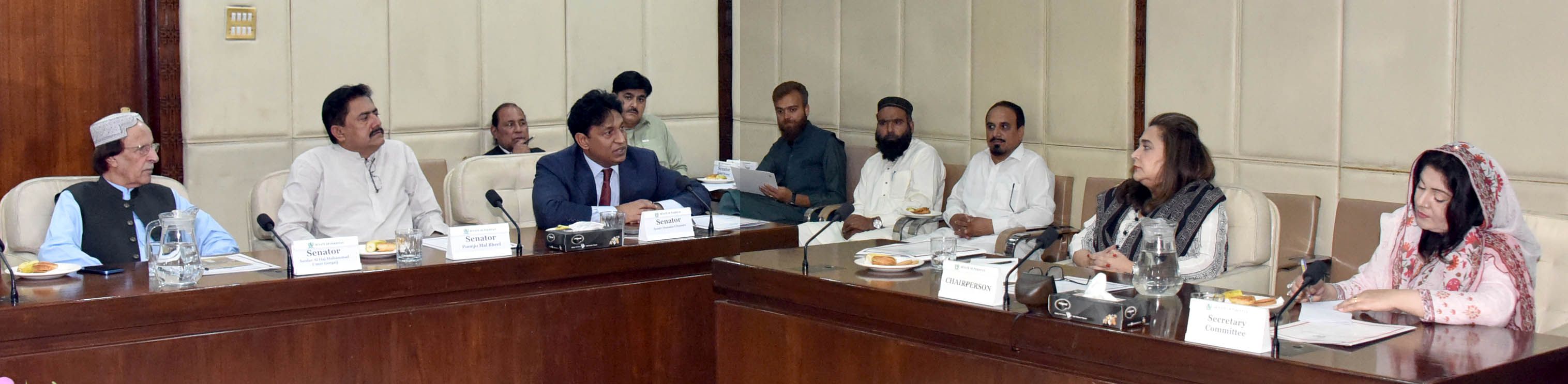 Senator Dr. Zarqa Suharwardy Taimur, Chairperson Senate Functional Committee on Devolution Presiding over a Meeting of The Committee at Parliament House Islamabad