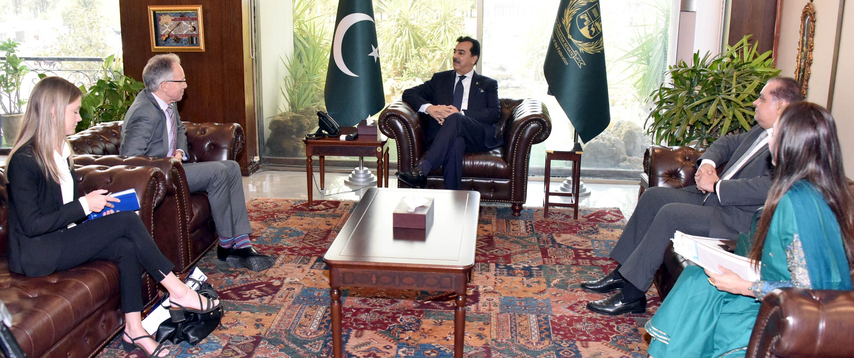 Chairman Senate, Syed Yousuf Raza Gilani in a Meeting with Australian High Commissioner Mr. Neil Hawkins at Parliament House Islamabad