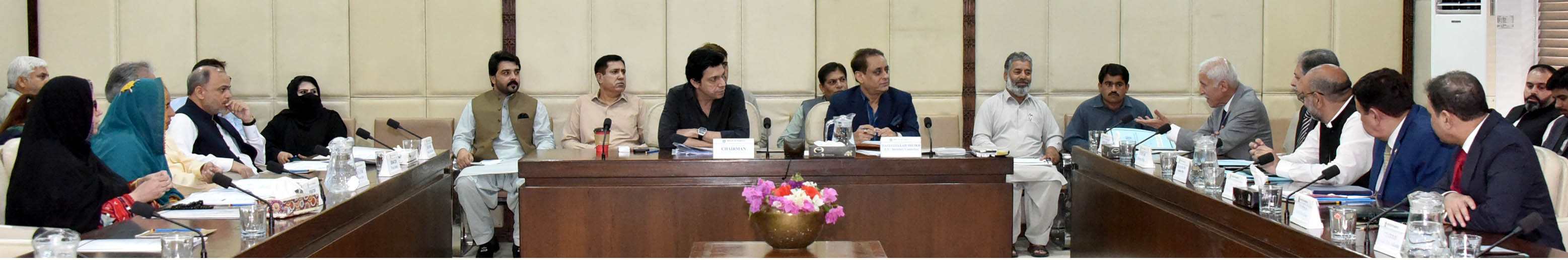Senator Muhammad Faisal Vawda, Chairman Senate Standing Committee on Maritime Affairs presiding over a meeting of The Committee at Parliament House Islamabad