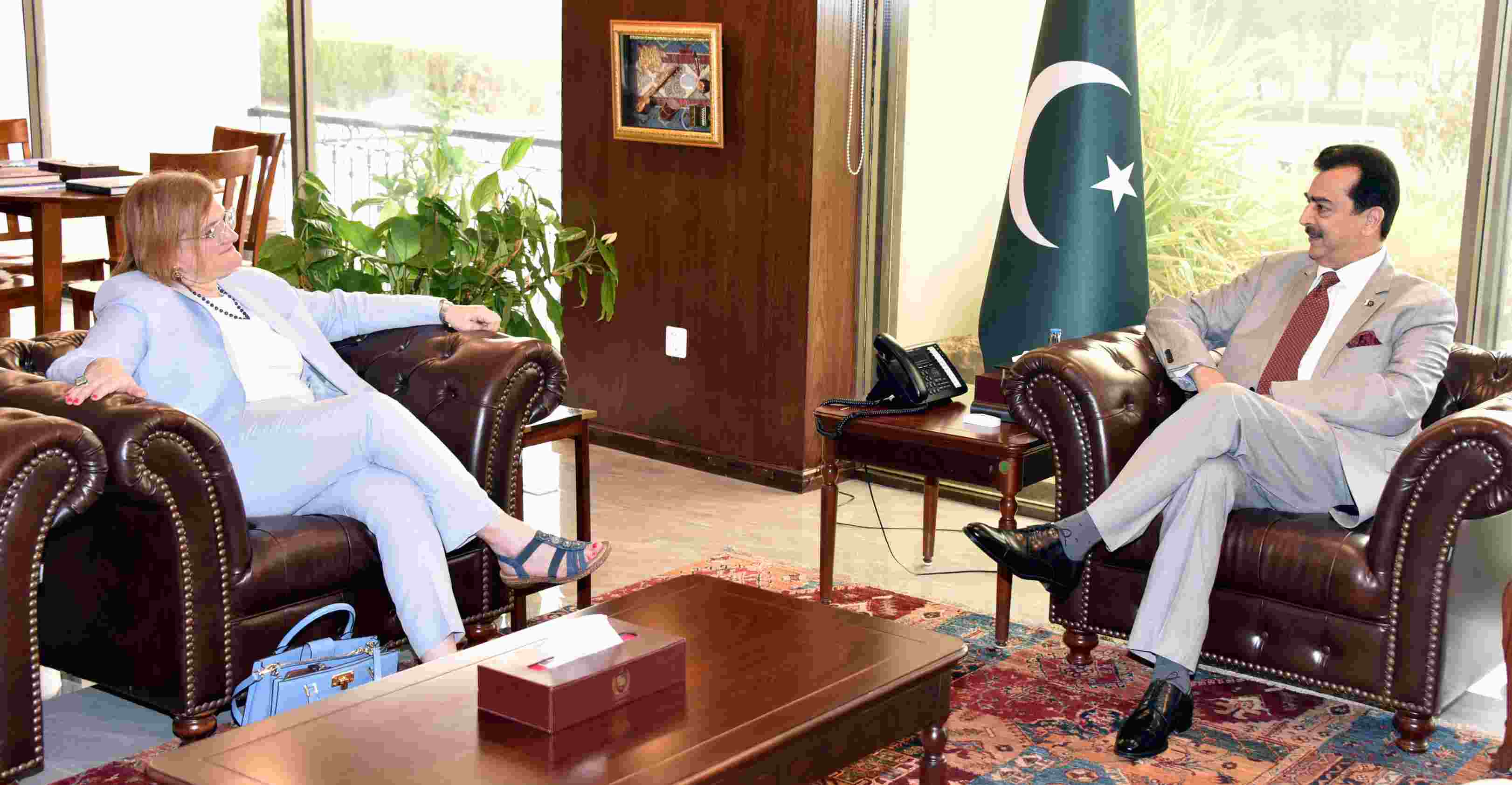 Chairman Senate, Syed Yousuf Raza Gilani in a Meeting with Italian Ambassador to Pakistan, H.E. Marilina Armellin at Parliament House Islamabad