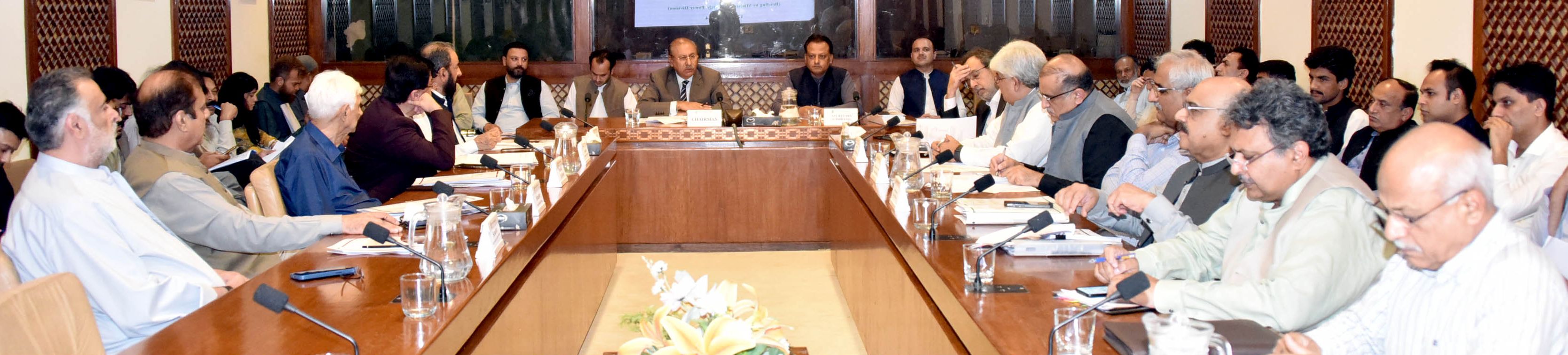 Senator Mohsin Aziz, Chairman Senate Standing Committee on Power presiding over a Meeting of The Committee at Parliament House Islamabad