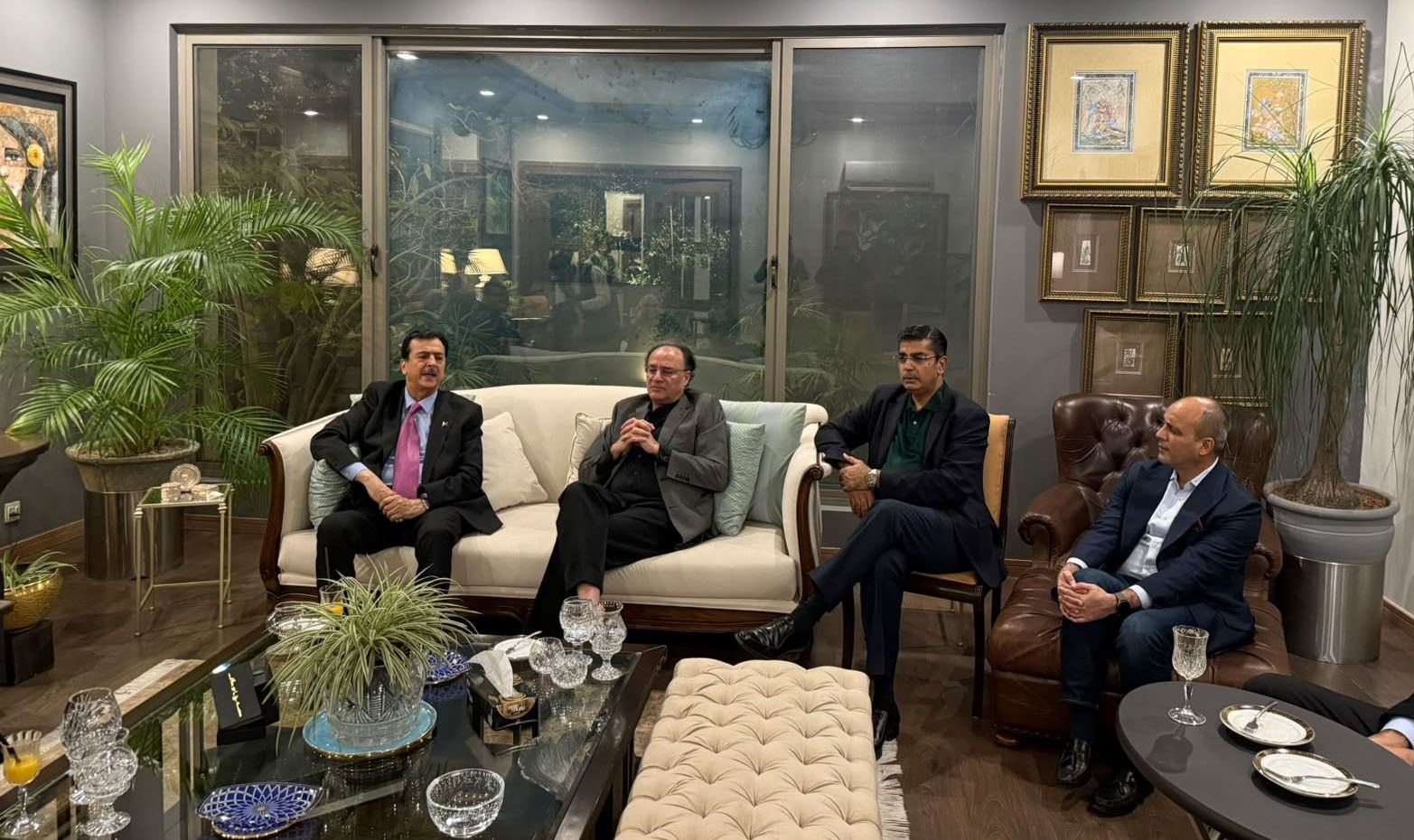 Chairman Senate, Syed Yousaf Raza Gilani attending a reception hosted by Chief of Jazz World Zaheer Mehdi attended by Parliamentarians and Distinguished Personalities from various Sectors.