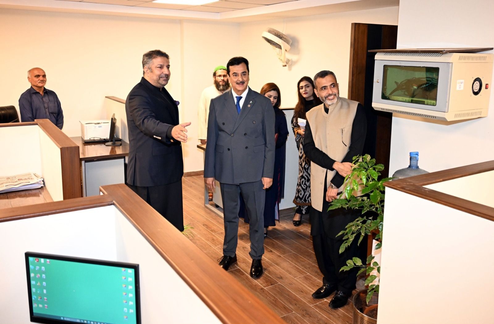 Chairman Senate, Syed Yousaf Raza Gilani visiting newly constructed and renovated Senate offices at Parliament House, Islamabad