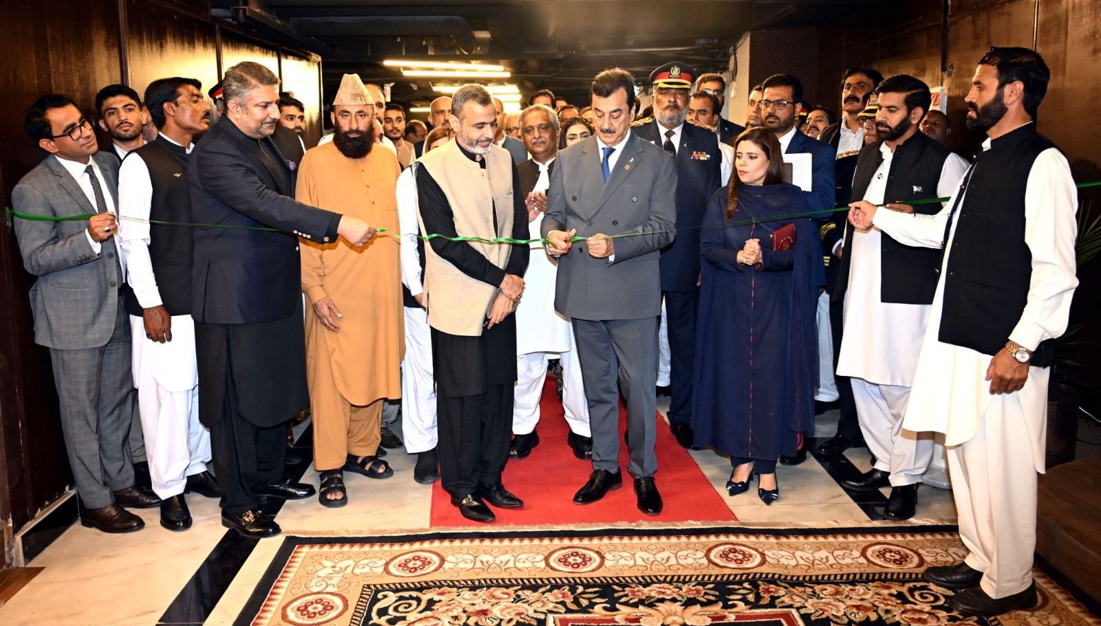 Chairman Senate, Syed Yousaf Raza Gilani cuts the ribbon to inaugurate the newly constructed and renovated Senate offices at Parliament House, Islamabad