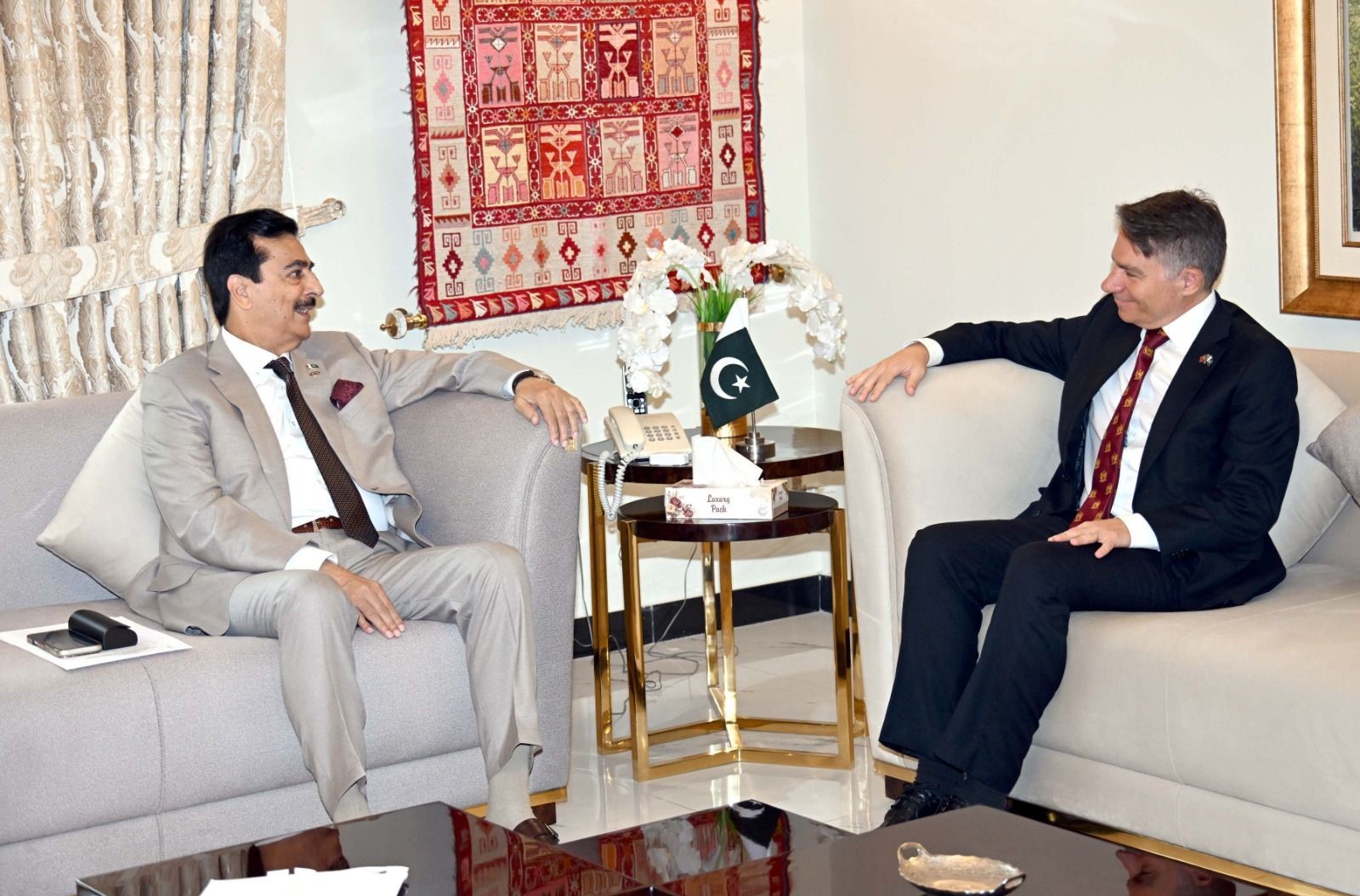 Ambassador of Portugal to Pakistan, H.E. Paulo Miguel Guedes Dominguez, called on Chairman Senate, Syed Yousaf Raza Gilani at his residence in Islamabad