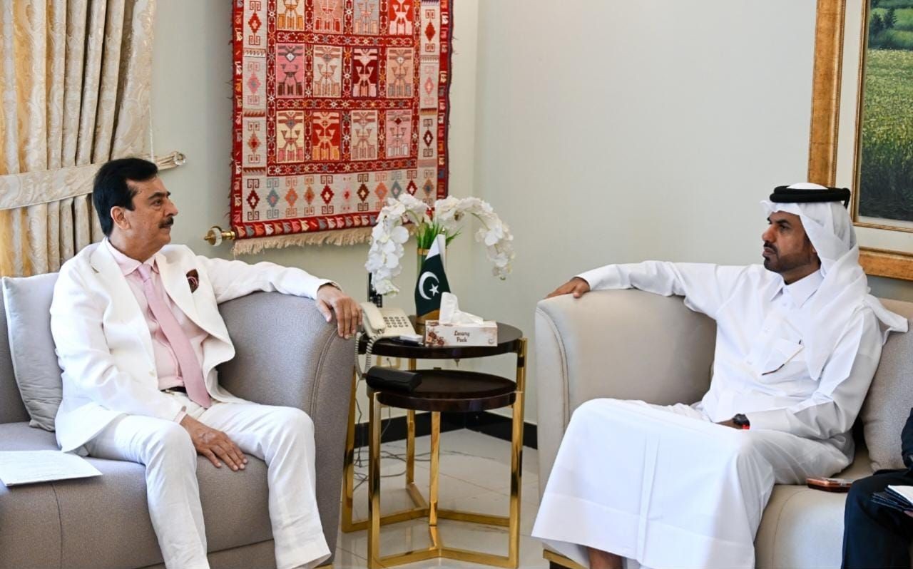 Chairman Senate Syed Yousaf Raza Gilani in a meeting with H.E. Sheikh Nayef Bin Eid Al Thani, prominent businessman and senior member of the Royal Family of Qatar.